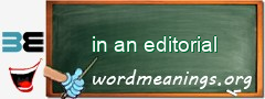 WordMeaning blackboard for in an editorial